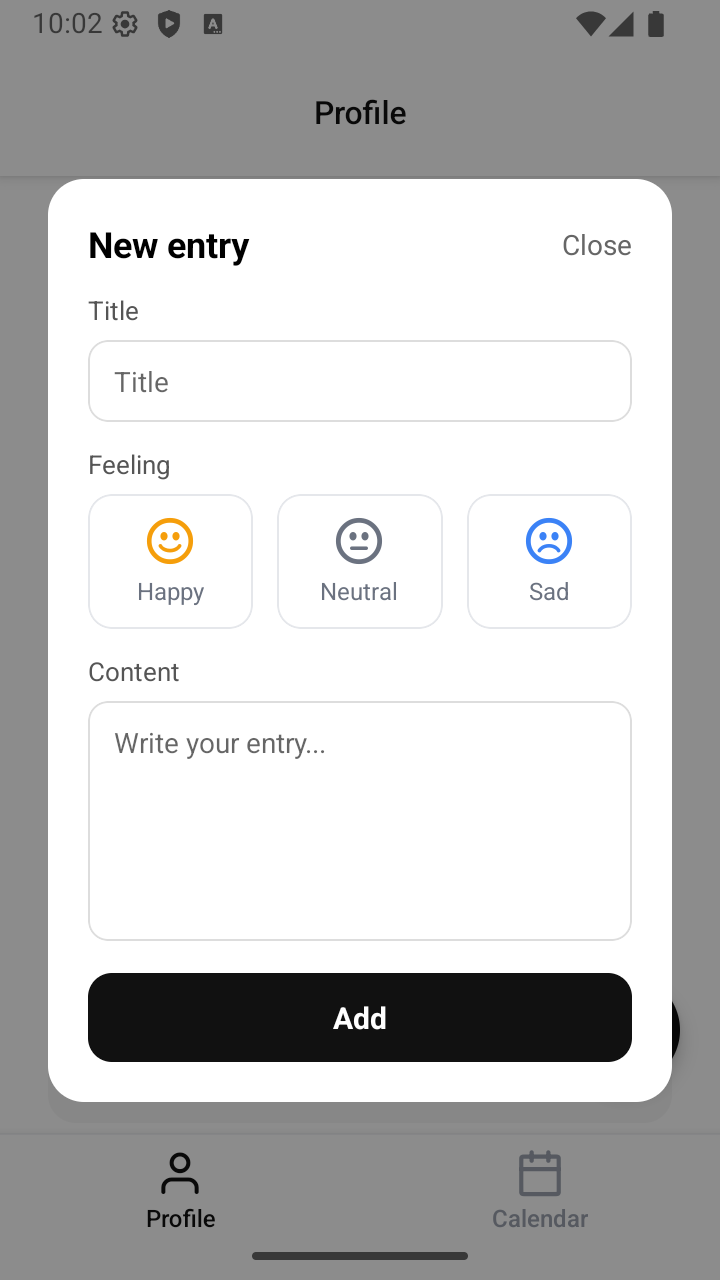diary app screenshot