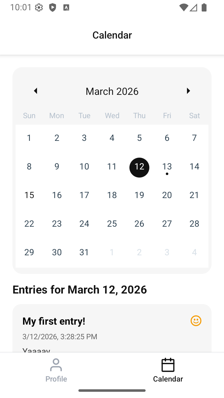diary app screenshot