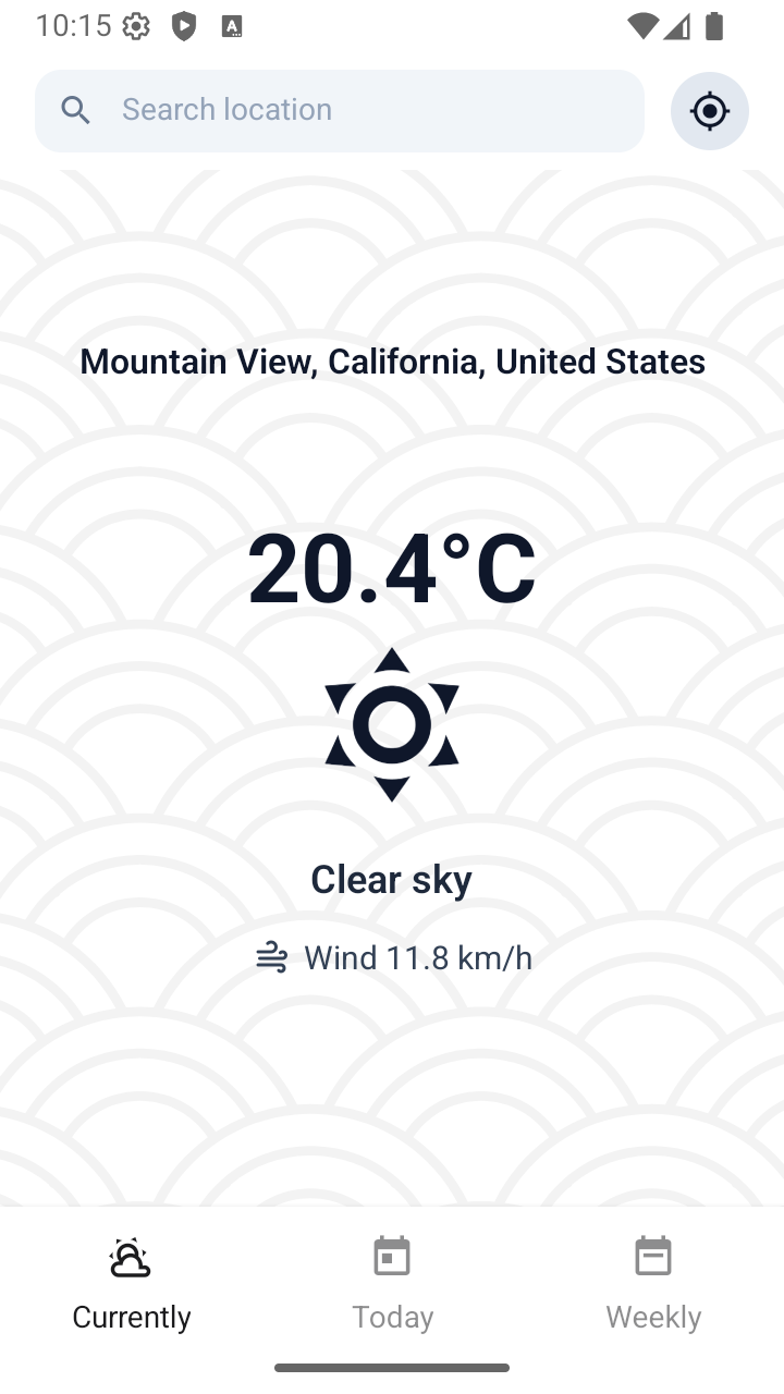 weather app screenshot