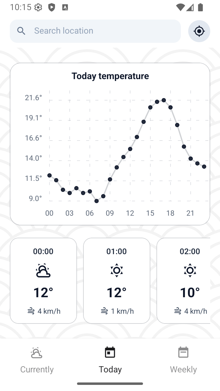 weather app screenshot